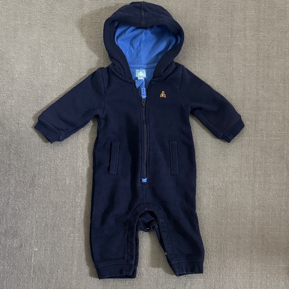 Preowned baby Gap Navy One Piece Hoodie/Footie